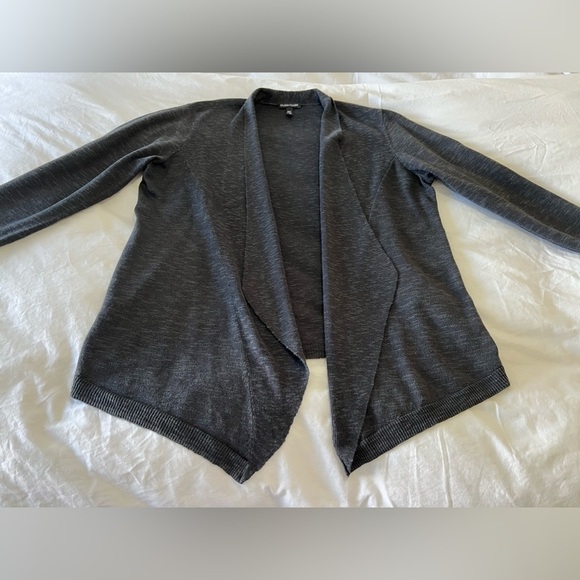 Eileen Fisher | Cardigan Open Front | Organic Linen Blend SZ Large Dark Gray - Picture 8 of 9